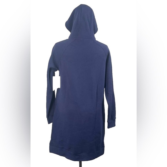 Askya Hoodie Sweatshirt Dress Navy Blue Long Sleeve Sz S Cotton Blend Pockets - Picture 2 of 10